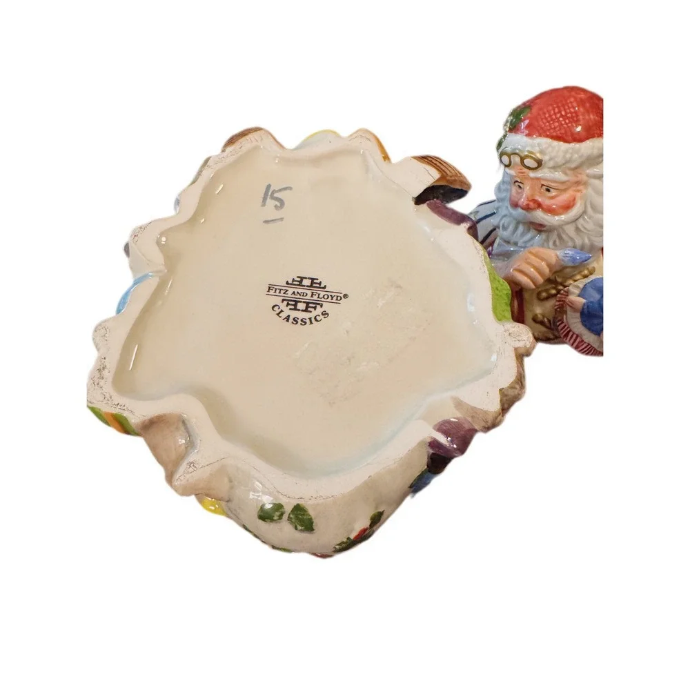 VTG Fitz and Floyd Classics SantasToy Shop Ceramic Christmas Cookie/Candy Jar 8